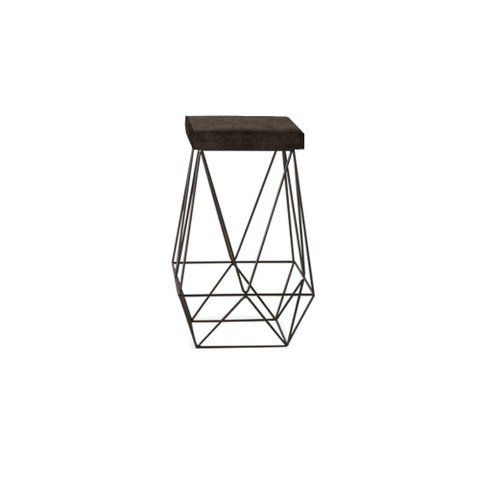 Banqueta Luci Preta Tecido Sintético Marrom Metal Móveis
