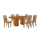 Ver imagem 1 de Mesa de Jantar Eloise Lira 180cm Tampo MDF Canto Copo Laminado com 6 Cadeiras Moderna Mobília