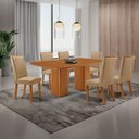 Ver imagem 2 de Mesa de Jantar Eloise Lira 180cm Tampo MDF Canto Copo Laminado com 6 Cadeiras Moderna Mobília