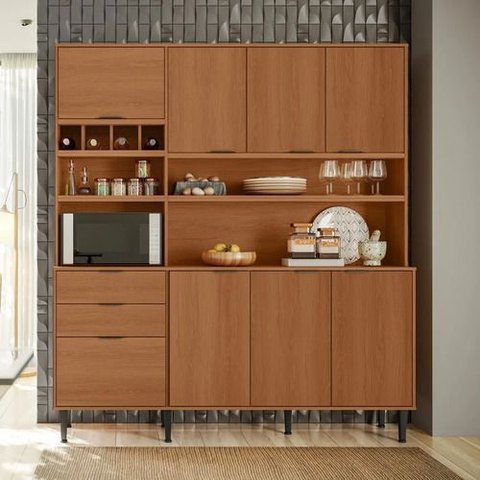 Cozinha Completa Compacta 8 Portas 2 Gavetas Viena 1,80m - Jequetiba