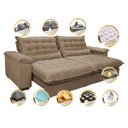 Ver imagem 3 de Sofá Retrátil e Reclinável 2,12M com Molas Ensacadas Cama Inbox Aconchego Tecido Suede Castor