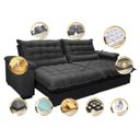 Ver imagem 3 de Sofá Retrátil e Reclinável 3,12M com Molas Ensacadas Cama Inbox Aconchego Tecido Suede Preto