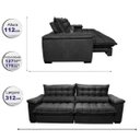 Ver imagem 2 de Sofá Retrátil e Reclinável 3,12M com Molas Ensacadas Cama Inbox Aconchego Tecido Suede Preto