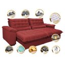 Ver imagem 3 de Sofá Retrátil e Reclinável 2,72M com Molas Ensacadas Cama Inbox Aconchego Tecido Suede Vermelho