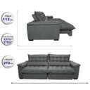 Ver imagem 2 de Sofá Retrátil e Reclinável 2,72M com Molas Ensacadas Cama Inbox Aconchego Tecido Suede Cinza