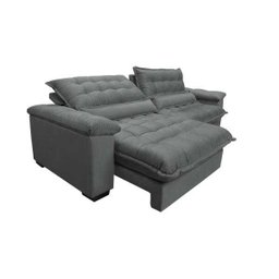 Sofá Retrátil e Reclinável 2,52m com Molas Ensacadas Cama Inbox Aconchego Tecido Suede Cinza - 7