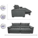 Ver imagem 2 de Sofá Retrátil e Reclinável 2,52m com Molas Ensacadas Cama Inbox Aconchego Tecido Suede Cinza