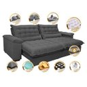 Ver imagem 3 de Sofá Retrátil e Reclinável 2,52m com Molas Ensacadas Cama Inbox Aconchego Tecido Suede Cinza