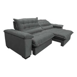 Sofá Retrátil e Reclinável 2,52m com Molas Ensacadas Cama Inbox Aconchego Tecido Suede Cinza - 6