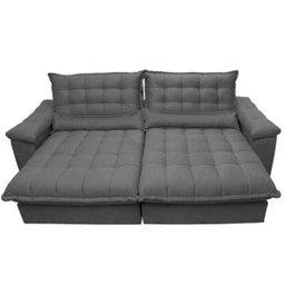 Sofá Retrátil e Reclinável 2,52m com Molas Ensacadas Cama Inbox Aconchego Tecido Suede Cinza - 5
