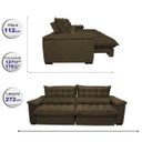 Ver imagem 2 de Sofá Retrátil e Reclinável 2,72M com Molas Ensacadas Cama Inbox Aconchego Tecido Suede Café