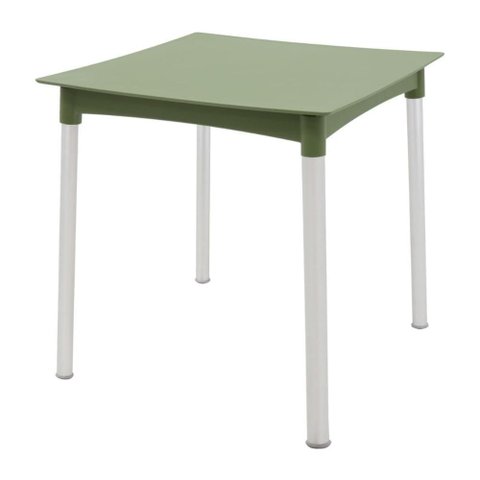 Mesa Diana 4 Lugares Quadrada Plástico 70cm Verde Oliva Pernas Alumínio Tramontina