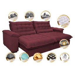 Sofá Retrátil e Reclinável 2,52M com Molas Ensacadas Cama Inbox Aconchego Tecido Suede Vinho - 3