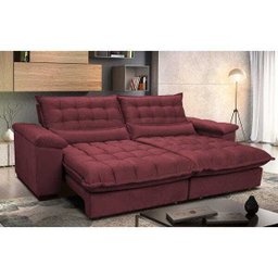 Sofá Retrátil e Reclinável 2,52M com Molas Ensacadas Cama Inbox Aconchego Tecido Suede Vinho - 1