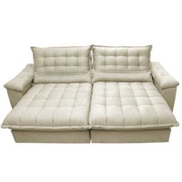 Sofá Retrátil e Reclinável 2,52M com Molas Ensacadas Cama Inbox Aconchego Tecido Suede Bege - 5