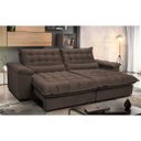 Ver imagem 1 de Sofá Retrátil e Reclinável 2,32M com Molas Ensacadas Cama Inbox Aconchego Tecido Suede Café