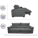 Ver imagem 2 de Sofá Retrátil e Reclinável 3,12M com Molas Ensacadas Cama Inbox Aconchego Tecido Suede Cinza