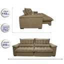 Ver imagem 2 de Sofá Retrátil e Reclinável 2,32M com Molas Ensacadas Cama Inbox Aconchego Tecido Suede Castor
