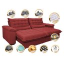 Ver imagem 3 de Sofá Retrátil e Reclinável 2,12M com Molas Ensacadas Cama Inbox Aconchego Tecido Suede Vermelho