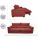 Ver imagem 2 de Sofá Retrátil e Reclinável 2,12M com Molas Ensacadas Cama Inbox Aconchego Tecido Suede Vermelho