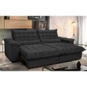 Ver imagem 1 de Sofá Retrátil e Reclinável 2,52M com Molas Ensacadas Cama Inbox Aconchego Tecido Suede Preto