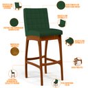 Ver mais imagens de Banqueta Alta Para Cozinha Sala de Jantar Fixa Mila B04 Suede Verde Musgo - Lyam Decor