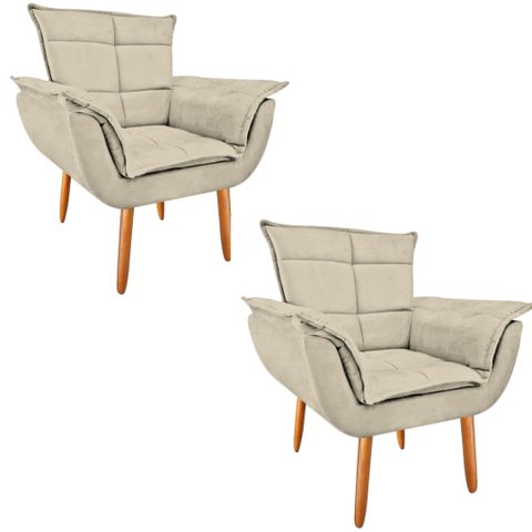 Kit 2 Poltronas Opala GatMagazine-Suede bege
