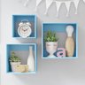 Trio de Nicho em Mdf Quadrado várias cores para decoração - Azul Bebê - 1