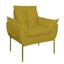Ver imagem 3 de Poltrona Sofá Luxo Base Metal Dourada Recepção Escritório Cor:amarelo
