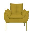 Ver imagem 4 de Poltrona Sofá Luxo Base Metal Dourada Recepção Escritório Cor:amarelo