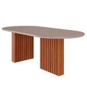 Ver imagem 3 de Sala de Jantar Completa Mesa Ester 2,10 Oval com 6 Cadeiras Fernanda Wood Cinamomo/off/mad/linho Beg