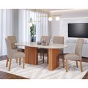 Ver imagem 2 de Sala de Jantar Completa Mesa Ester 2,10 Oval com 6 Cadeiras Fernanda Wood Cinamomo/off/mad/linho Beg