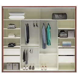 Guarda-roupa 2 Portas de Correr 4 Gavetas 6 Prateleiras Espelhado Ripado Nobre/off White - Dalla Cos - 3