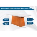 Ver imagem 2 de Mesa de Sala Jantar Luna + Tampo Madeirado Vidro Curvo 180x90cm Off White/imbuia - Rufato