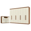 Ver imagem 1 de Guarda Roupa Casal 8 Portas 4 Gavetas Master New e Cômoda Havana Master Jatobá Areia - Santos Andirá