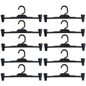 Kit 10 Cabides com Presilha Preto Plástico para Saias Bermudas Lojas Expositor