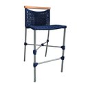 Ver imagem 2 de Kit 2 Banquetas Anne em Corda Náutica Base em Alumínio Cinza com Detalhe em Madeira Azul Marinho