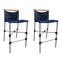 Ver imagem 1 de Kit 2 Banquetas Anne em Corda Náutica Base em Alumínio Cinza com Detalhe em Madeira Azul Marinho