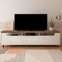 Ver imagem 2 de Rack Sala de Estar Tv 75 Pol 200 Cm 4441 Pinho Off White Arly