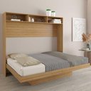 Ver imagem 1 de Cama de Casal Articulada Horizontal com Estante e Nichos Cor:amêndoa