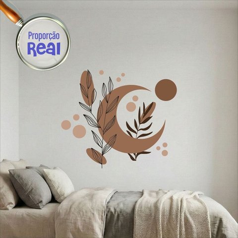 Adesivo Floral Boho Marrom Estilo Nórdico 110x94 Minimalista Mod.05