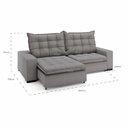 Ver imagem 4 de Sofá Retrátil Reclinável 260cm Linho Jady Cinza