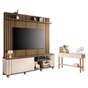 Ver imagem 1 de Estante Home Theater Trinus Castanho Off White com Aparador Fiero Off White - Hb Móveis