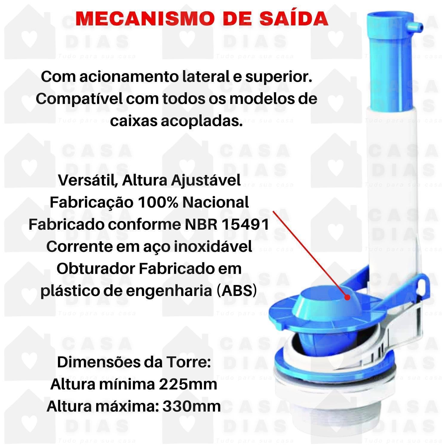 Mecanismo Entrada e Saída Caixa Acoplada Acionamento Sup - 5