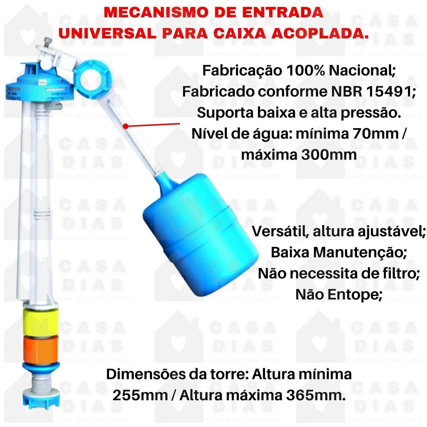 Mecanismo Entrada e Saída Caixa Acoplada Acionamento Sup - 4