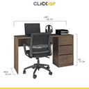 Ver imagem 3 de Mesa Escrivaninha para Computador Escritório 135 Cm Mdp 3 Gavetas Mocaccino Rústico - Clicklar