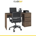 Ver imagem 2 de Mesa Escrivaninha para Computador Escritório 135 Cm Mdp 3 Gavetas Mocaccino Rústico - Clicklar