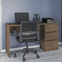 Ver imagem 1 de Mesa Escrivaninha para Computador Escritório 135 Cm Mdp 3 Gavetas Mocaccino Rústico - Clicklar