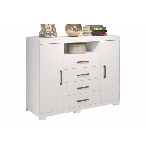 Cômoda Solteiro Master c/ 2 Portas 1 Nicho e 4 Gavetas Branco - Santos Andirá