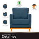 Ver mais imagens de Kit Poltrona e Sofa Berlim 2 Lugar Base de Madeira Tecido Acquablockl Azul Petroleo